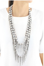Load image into Gallery viewer, Silver Fringe 62&quot; Necklace