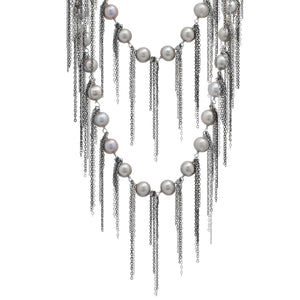Silver Fringe 62" Necklace