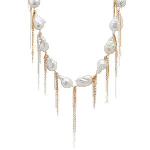 White Baroque 18" Necklace