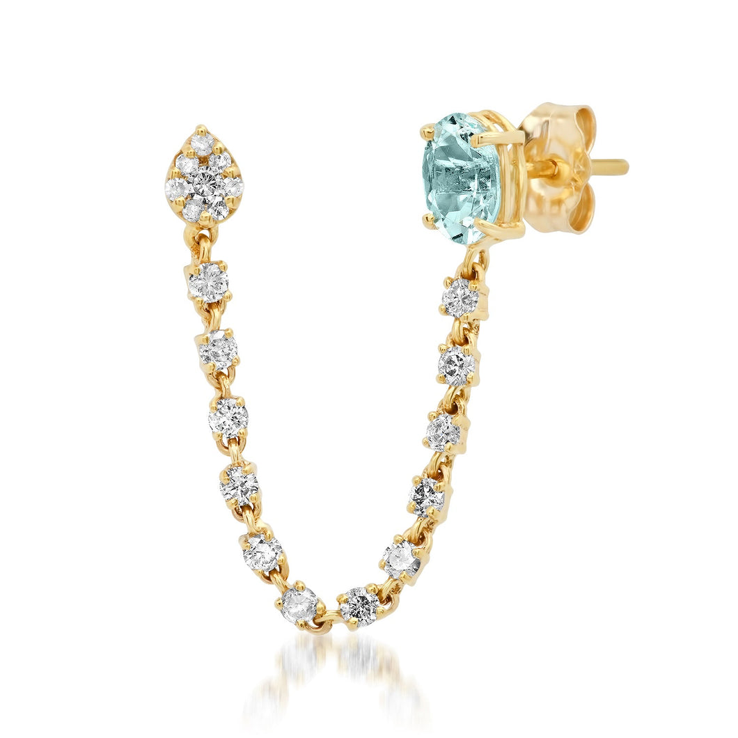 Aquamarine Chain Stud
