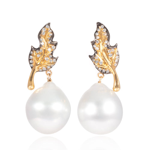Pearl Leaf Drop Earrings