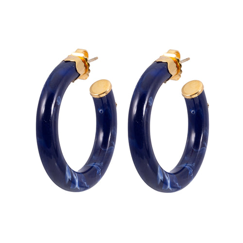 Blue Thick Tube Earrings