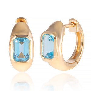 Blue Topaz Huggies